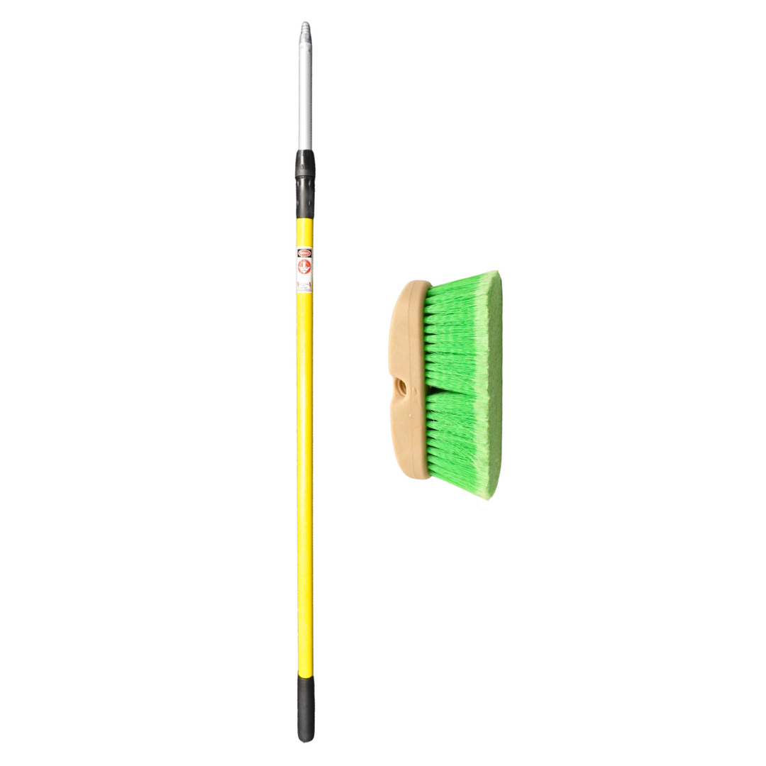 Bundle - 4'-8' Fiberglass Wash Pole & 10" Soft Bristle Wash Brush